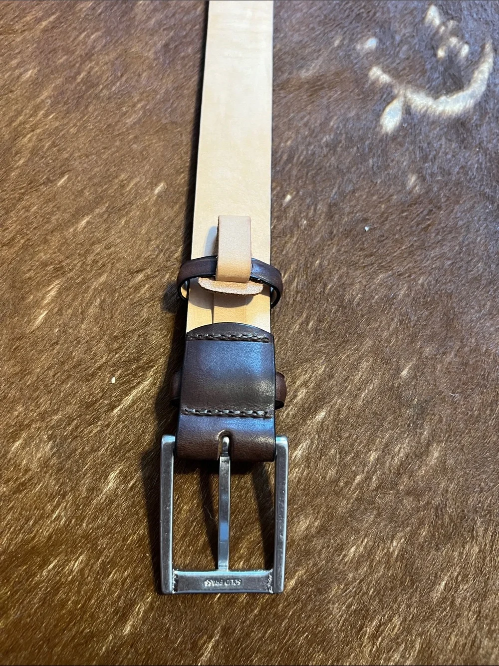 Leather Men's Belt in Dark Brown - Unbranded